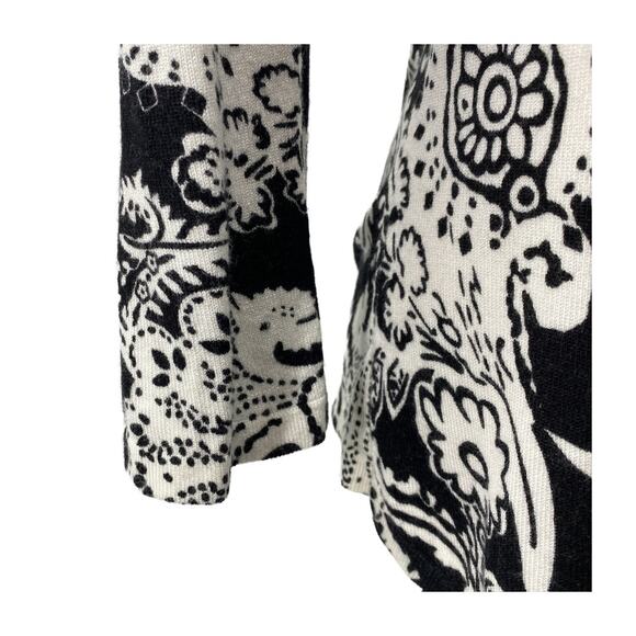 Cache Black White Paisley Open Front Cardigan M Lightweight Layering Piece - Picture 7 of 16